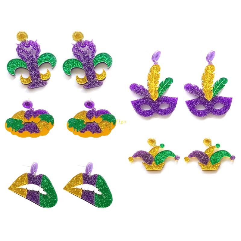 Bông Tai Dáng Dài Bằng Acrylic Phong Cách Lễ Hội Cho Nữ