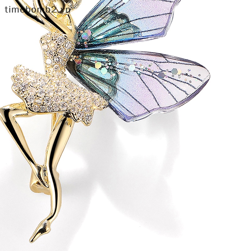 Ghim Cài Áo Hình Thiên Thần Bằng Hợp Kim Đính Đá Zircon Thời Trang Cho Nữ