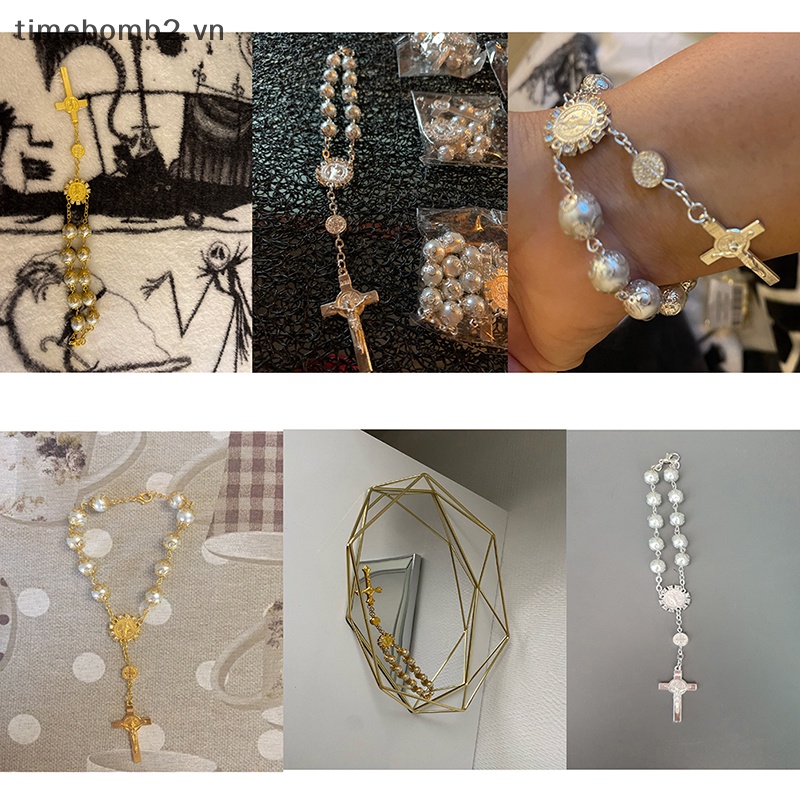 {Timebomb} Vòng Tay Chuỗi Hạt Chéo Rosary Đạo Công Giáo Làm Quà Tặng