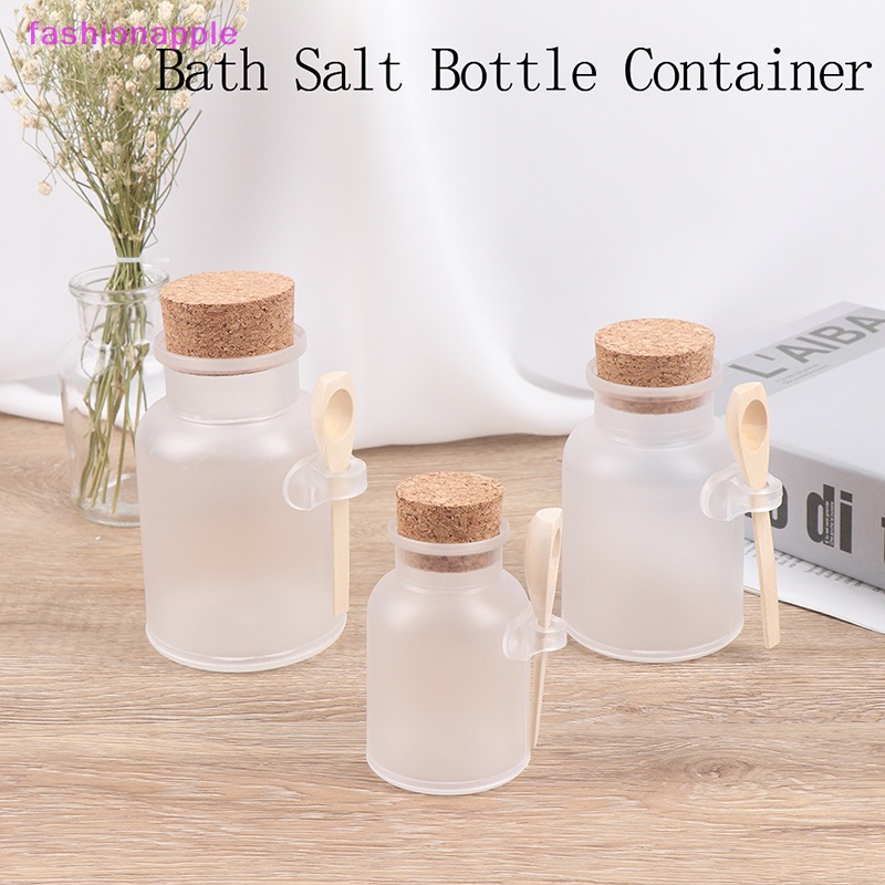 Lọ Nhựa Rỗng Đựng Muối Tắm Kèm Muỗng Và Nút Bần Tiện Dụng