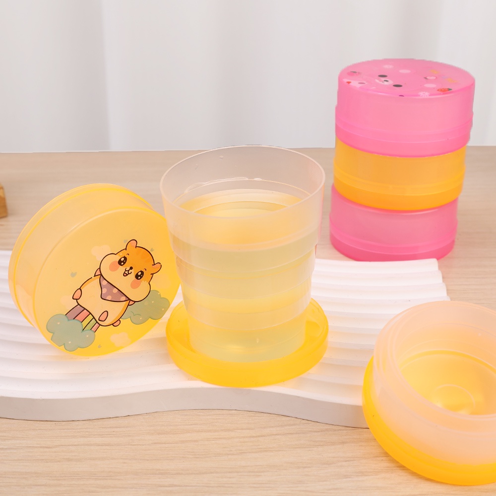 Cốc Uống Nước Mini Bằng Nhựa Có Thể Gấp Lại In Họa Tiết Hoạt Hình Dễ Thương Tiện Dụng Mang Theo Du Lịch / Cắm Trại