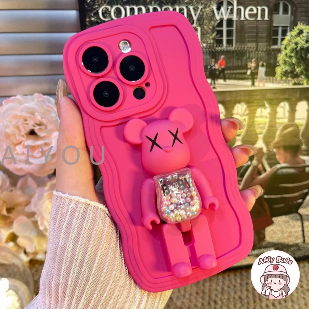 Ốp Điện Thoại TPU Mềm Bo Viền Hình Kaws Màu Macaron Gắn Giá Đỡ Chống Sốc IPhone 14 Pro Max 11 12 11 Pro Max X XS 7Plus