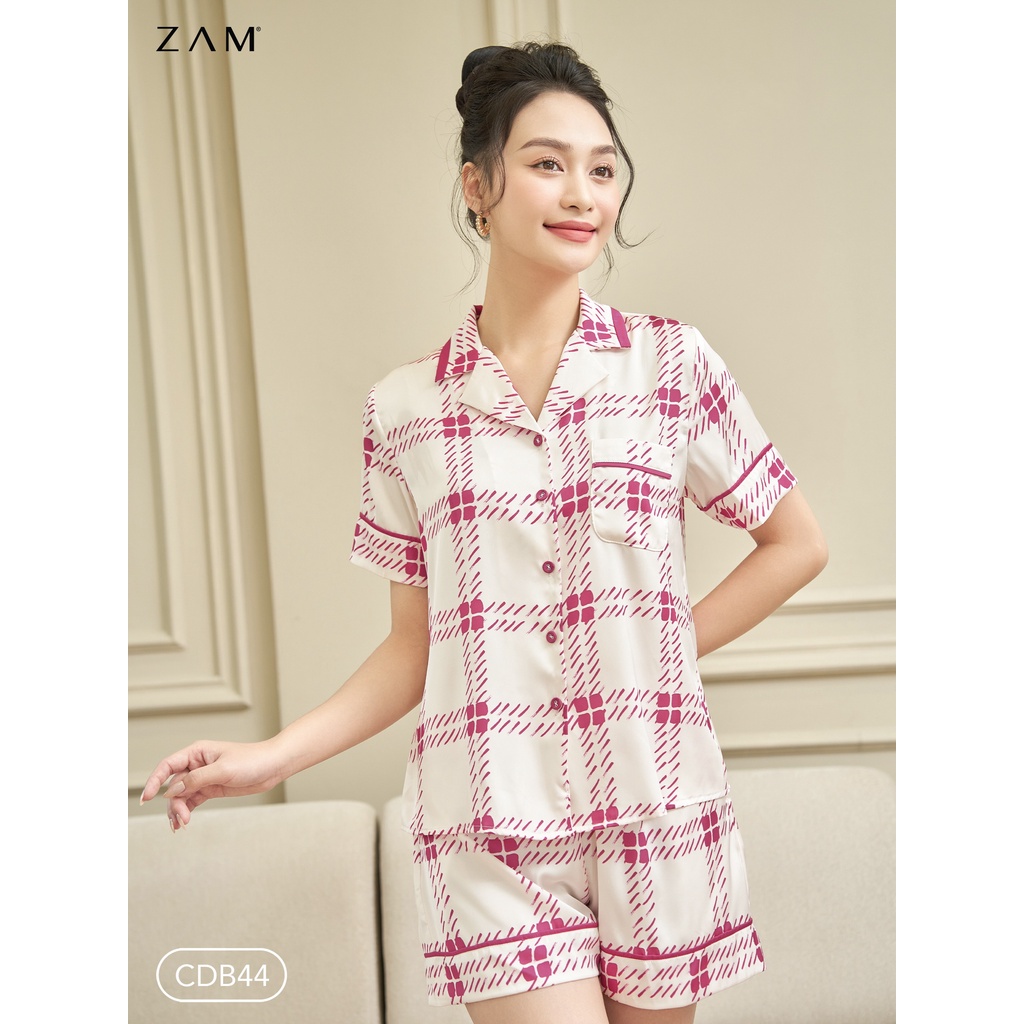 ZAM - CDB44 - Ngắn tay quần đùi TARTAN HỒNG