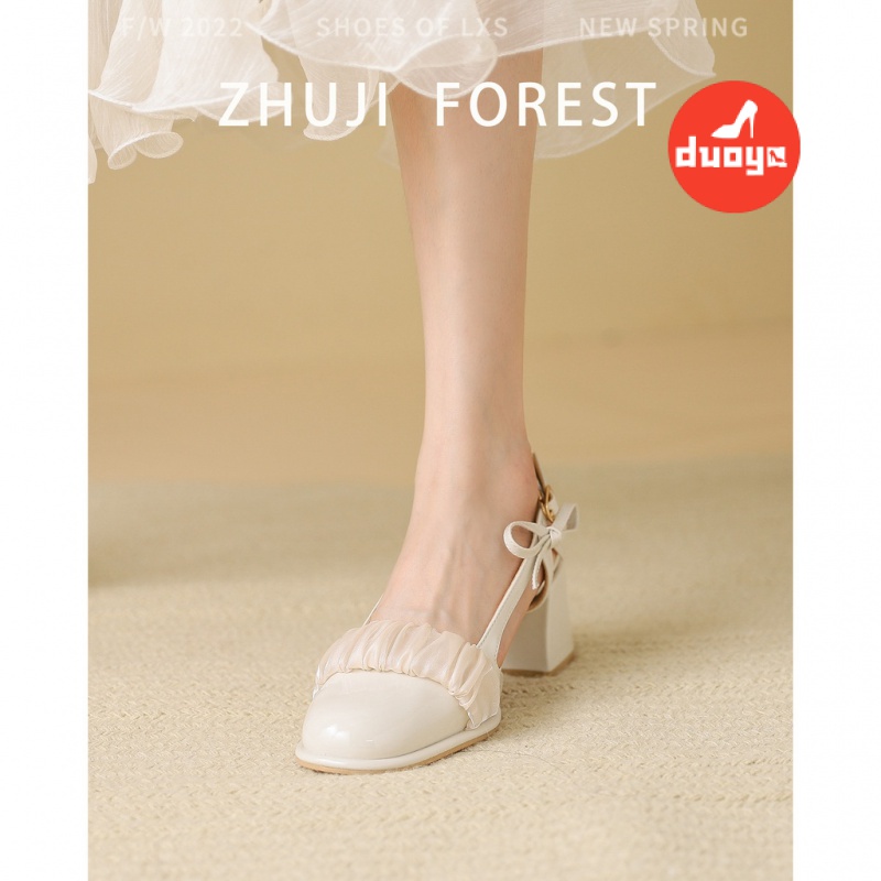 Duoya Factory~[Hàng Có Sẵn] Giày Sandal Thể Thao Gót Cao Dày Dặn Kiểu Nơ Bướm Bạc Dày Chống Mòn Chống Va Đập Phong Cách Mùa Hè Kiểu Mới 2022 Cho Nữ