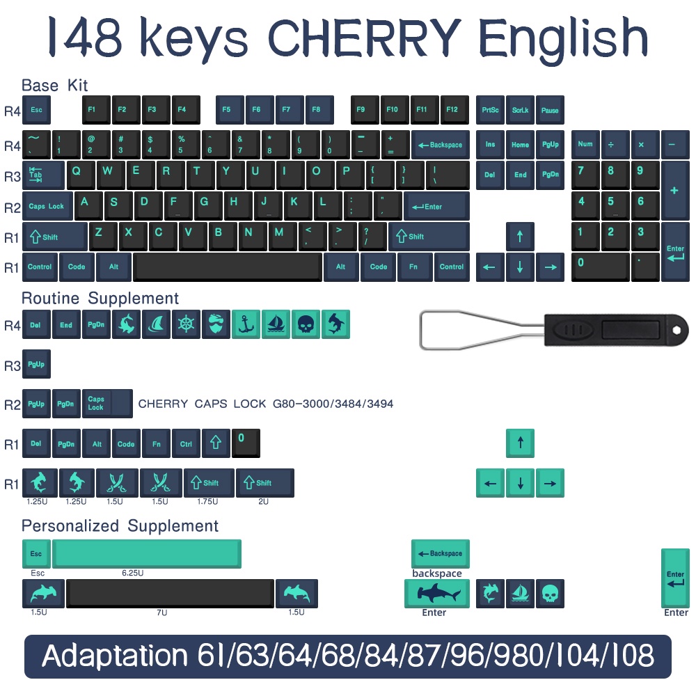 GMK Hammerhead  Keycap Bàn Phím Cơ 137 / 148 Phím Cho GMK 64 / 68 / 75 / 96 / 104 / 108