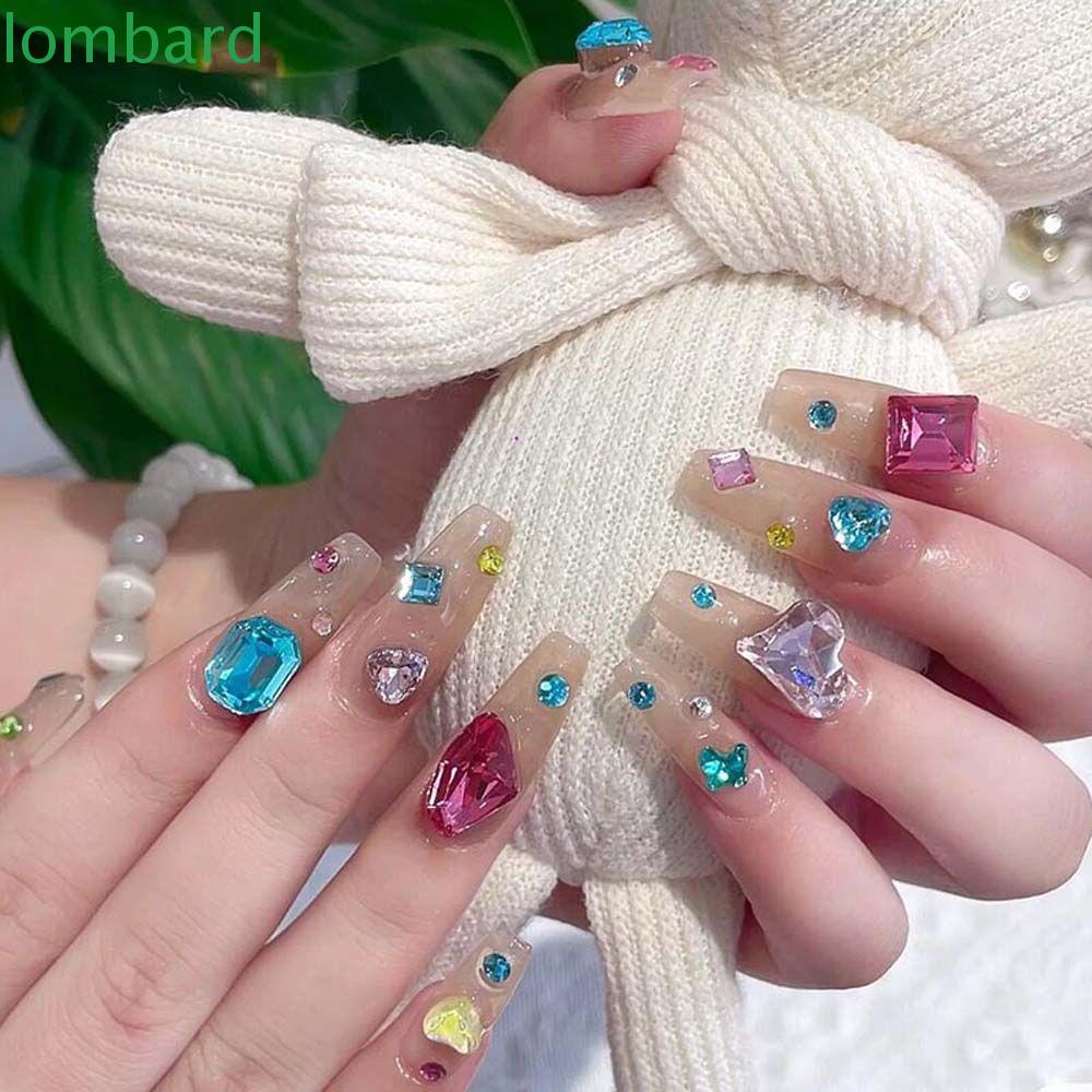 Móng Tay Giả|Áo Thun Họa Tiết Trái Tim 3D Lấp Lánh|Phụ Kiện Làm Móng Nghệ Thuật