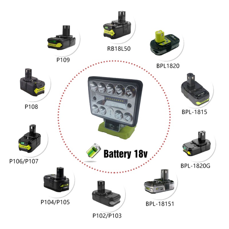 1 Bộ Chuyển Đổi Pin Lithium 18V Cho Đèn LED Hiệu Suất Cao Ryobi One +