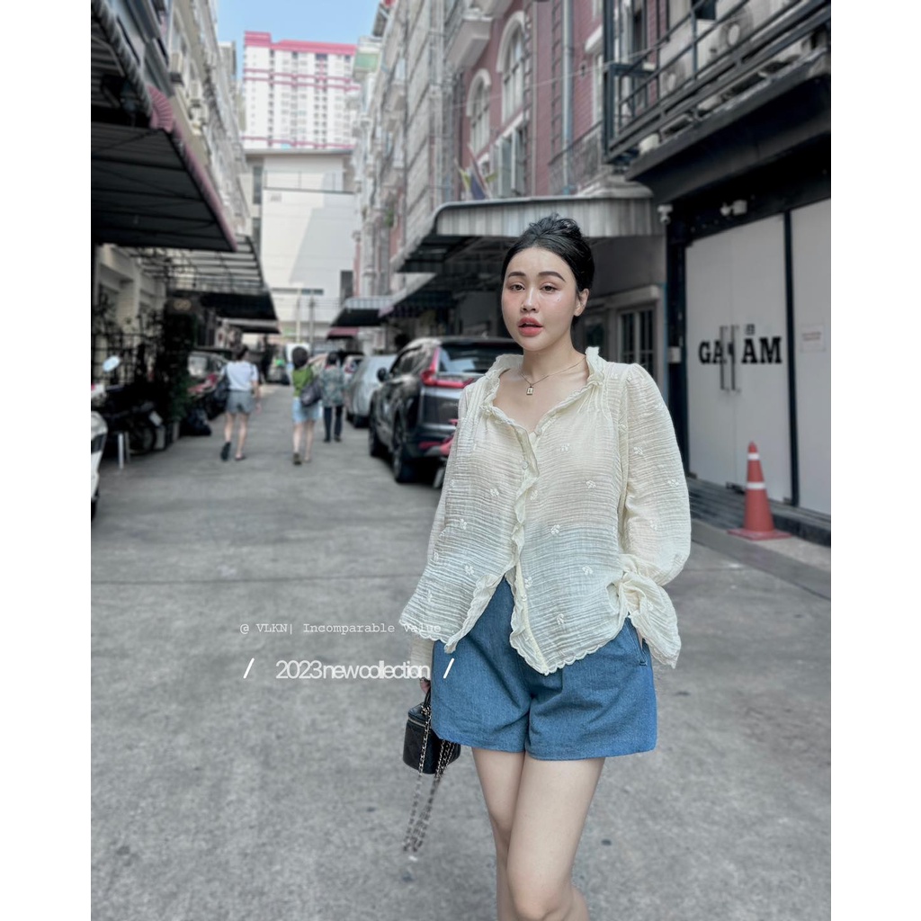 Áo voan ren xô viền hoa li ti