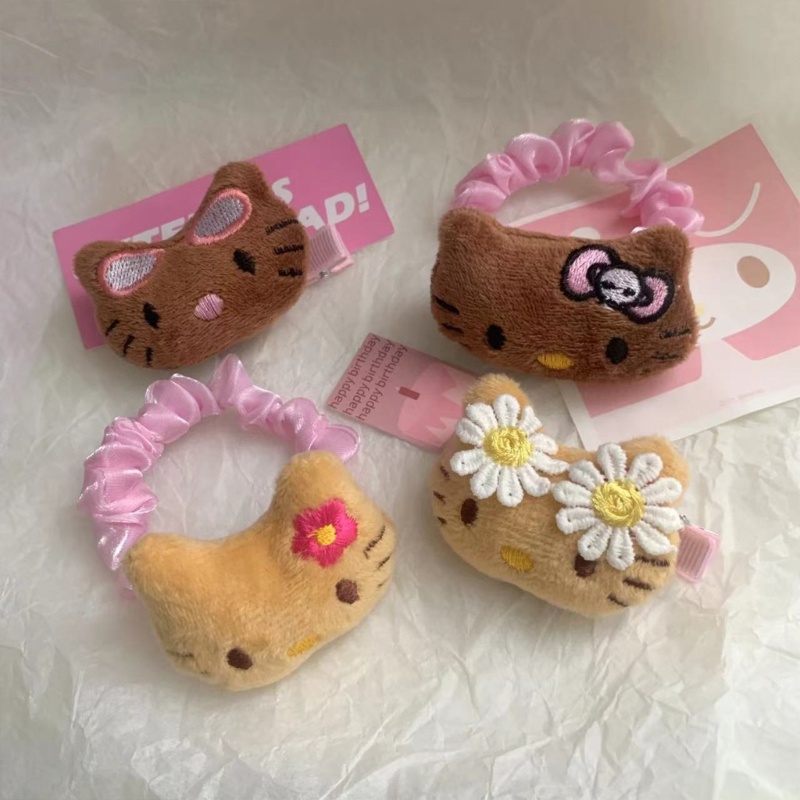 Kẹp Tóc Đính Lông Hình Mèo Kitty Dễ Thương