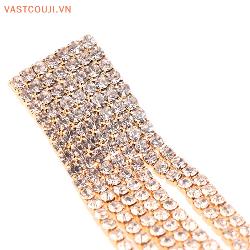 Bông Tai Mạ Bạc 925 Dáng Dài Đính Pha Lê Lấp Lánh Phong Cách Cổ Điển Cho Nữ