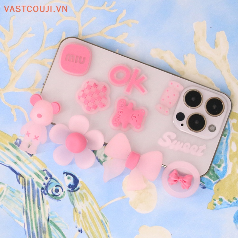 Bộ 5 Miếng Dán PVC Mềm Màu Hồng Dạ Quang Dùng Trang Trí Ốp Điện Thoại DIY