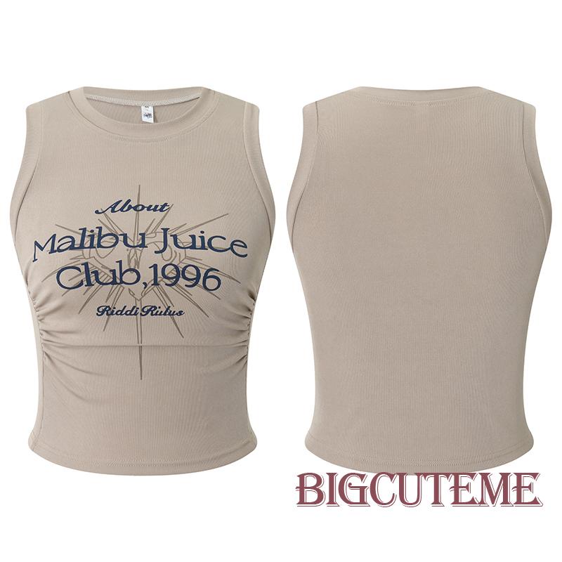 Áo Croptop Sát Nách Cổ Cao In Chữ Thời Trang Mùa Hè Cho Nữ