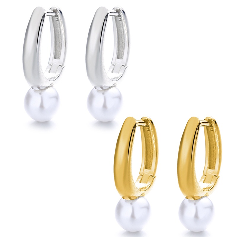 Ygt Khuyên Tai Dạng Móc Đính Ngọc Trai Nhân Tạo Đơn Giản Thời Trang Cho Nữ