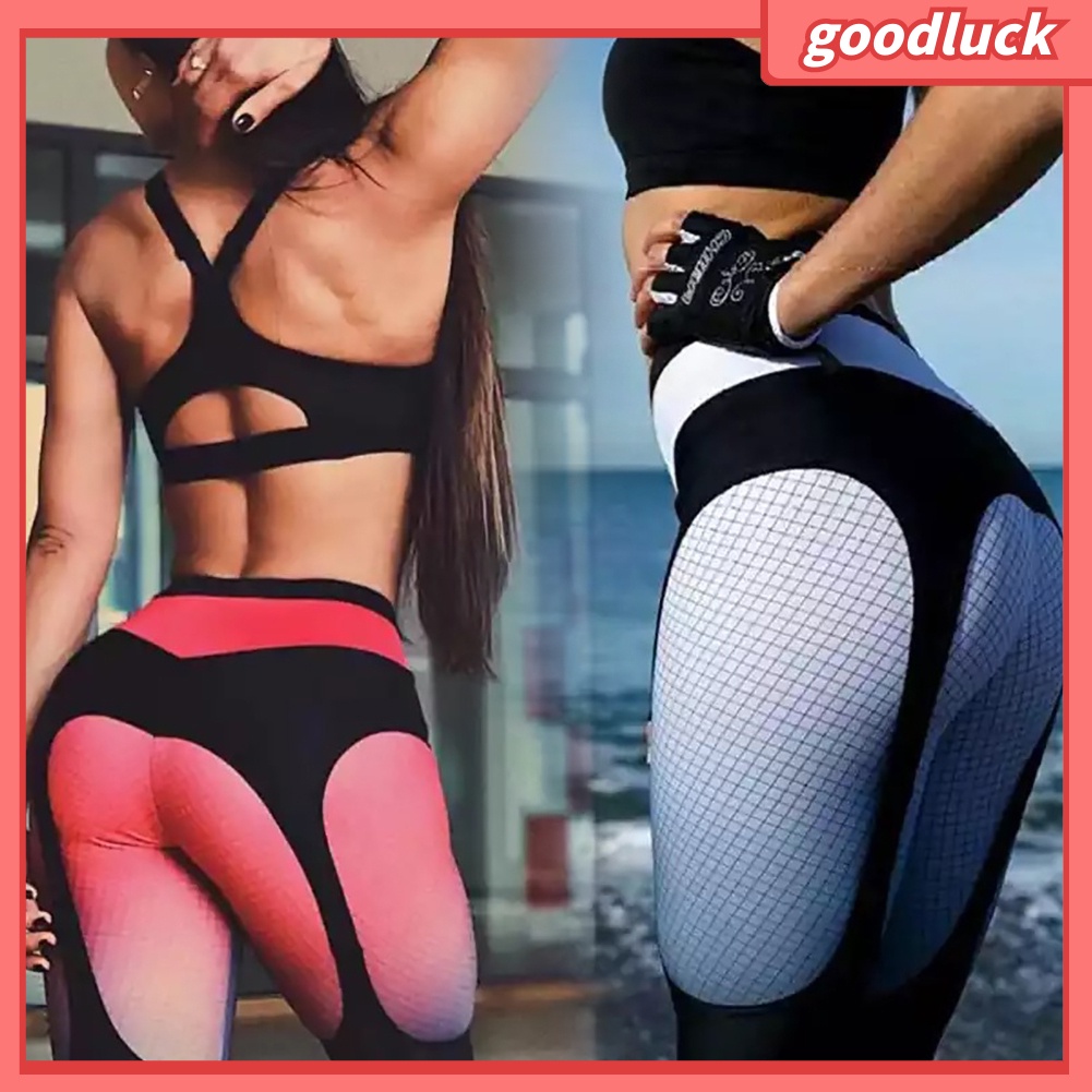 [ULK] Quần Legging Co Giãn Dáng Bút Chì Lưng Cao Ghép Nối Lưới Tập Yoga Thể Hình Dành Cho Bạn Nữ