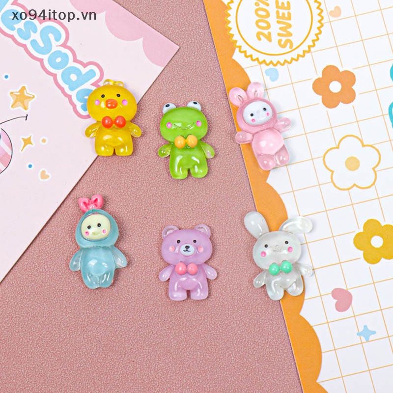 Xoitop Set 5 Phụ Kiện Trang Trí Điện Thoại Hình Động Vật Hoạt Hình Dạ Quang DIY