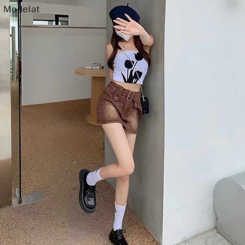 Chân Váy Jean MFC Y2K Lưng Thấp Có Túi Quyến Rũ Hợp Thời Trang