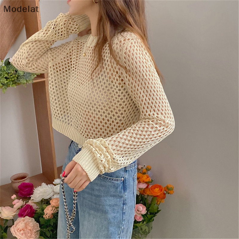 GJCUTE Mfc Áo Croptop Dệt Kim Khoét Rỗng Màu Trơn Y2K WTD Cho Nữ