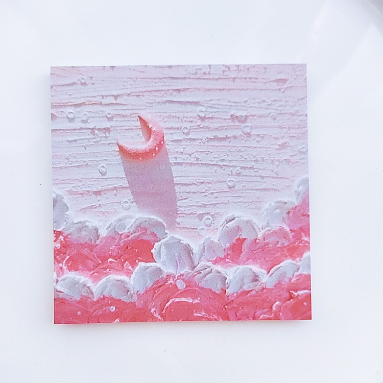 Set 50 Tờ Giấy Ghi Chú Vẽ Tranh Sơn Dầu Ba Chiều Độ Dính Cao ins