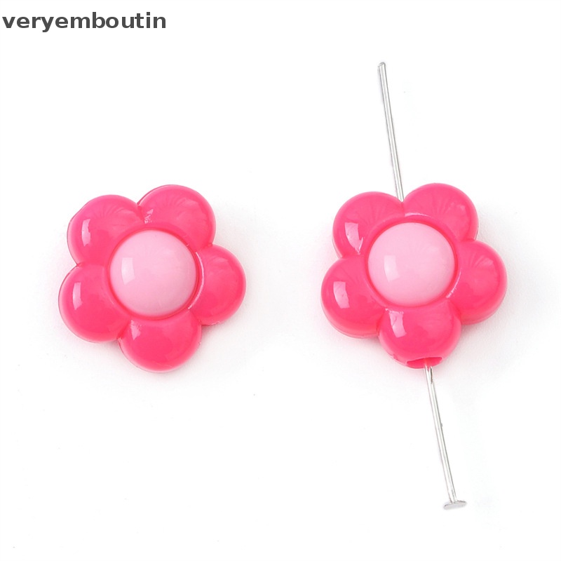 Set 20 / 40 Hạt Xỏ Lỗ Hình Hoa Nhiều Màu Sắc Dùng Để Làm Đồ Trang Sức Thủ Công