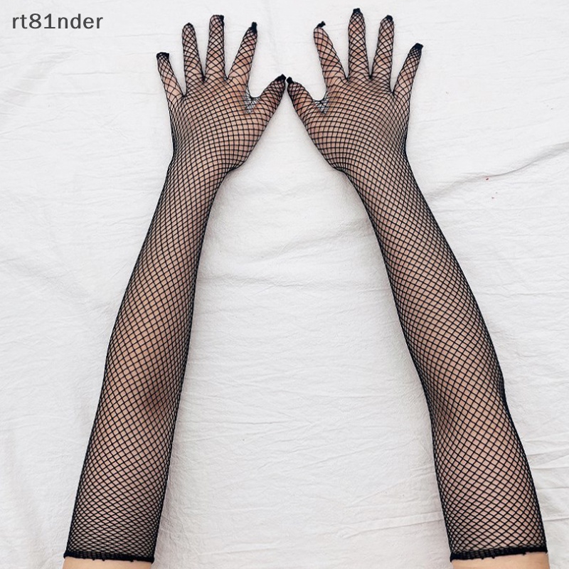 Rt Găng Tay Lưới Hở Ngón Hóa Trang Màu Trắng Đen Đỏ Cho Nữ