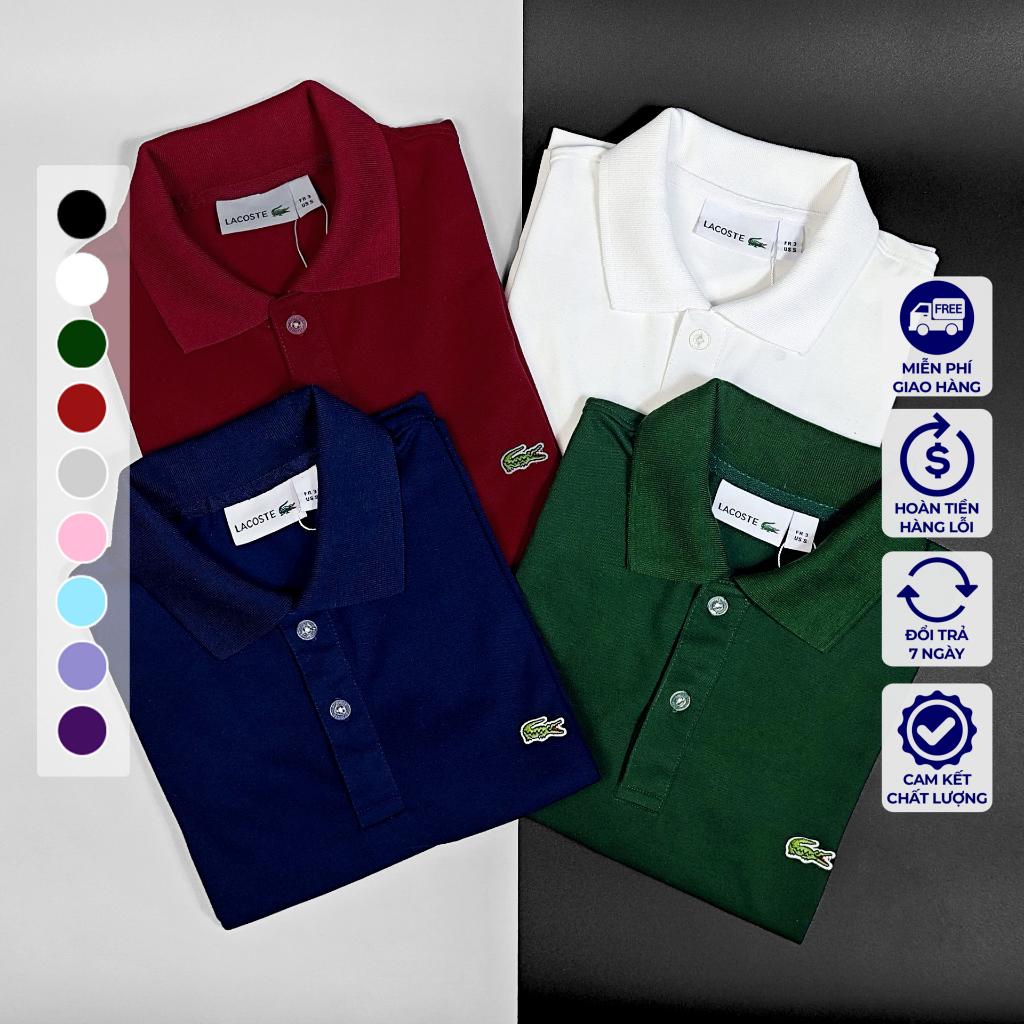 Áo Polo cao cấp Lacoste Nam basic vải cá sấu cotton cao cấp co giãn mềm thấm hút mồ hôi có kèm hộp