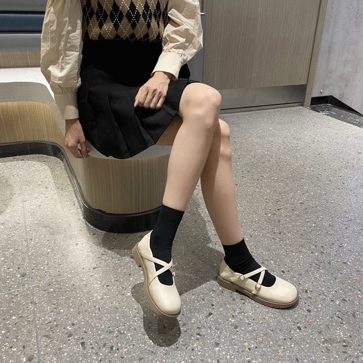 Giày Da Mũi Tròn Phong Cách Nhật Bản Mới 2023 Cho Nữ AA4221