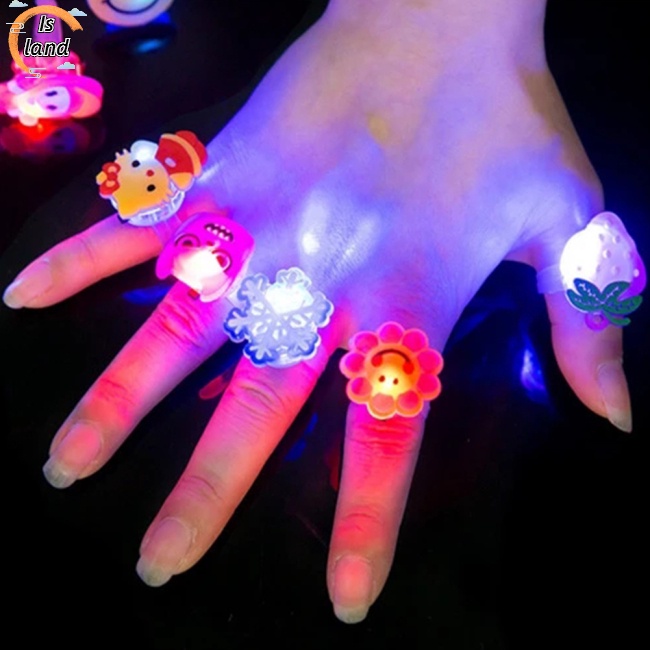 Nhẫn Cao Su Mềm Mại Co Giãn Có Đèn Led Phát Sáng Hoạt Hình Cho Bé
