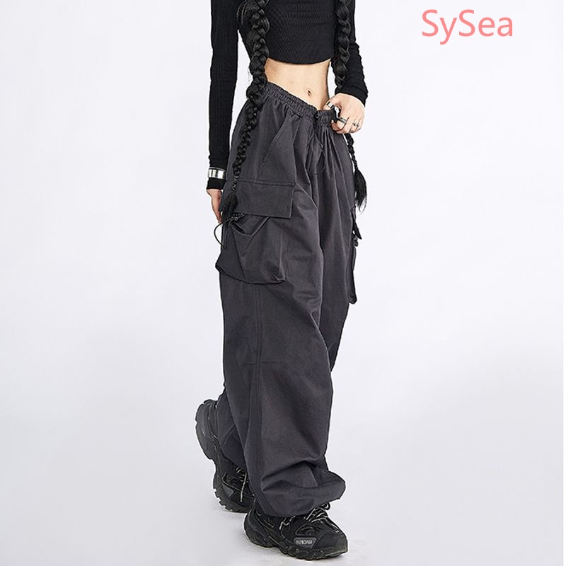 Quần Dài Lưng Cao Dáng Rộng Phối Túi Cá Tính Cho Nữ