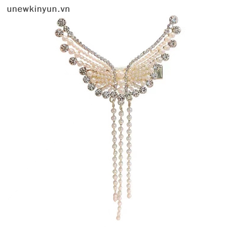 1 Kẹp Tóc Hình Cánh Thiên Thần Đính Đá &amp; Ngọc Trai Giả