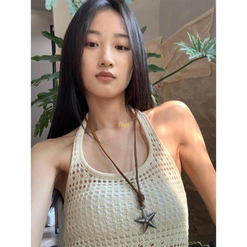 Flgo Vòng cổ Da Mặt Hình Ngôi Sao Năm Cánh Thời Trang Xu Hướng Cho Nữ Sinh