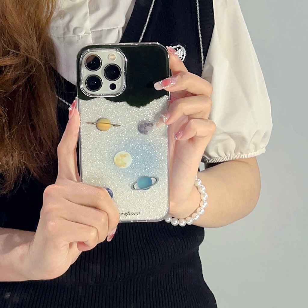 Ốp Điện Thoại TPU Silicon Mềm Chống Sốc Hai Mặt Họa Tiết Hành Tinh Cho iPhone 14 13 12 11 PRO MAX