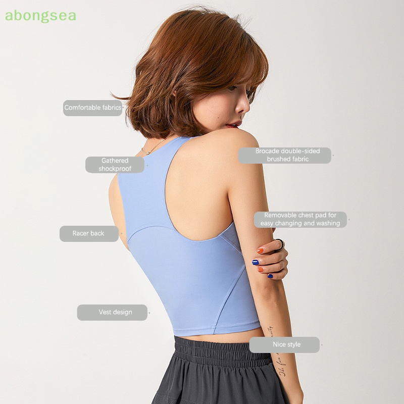 Abongsea Áo Ngực Thể Thao Cổ Cao Kèm Áo Ngực Thể Thao Chất Lượng Cao Thời Trang Cho Nữ