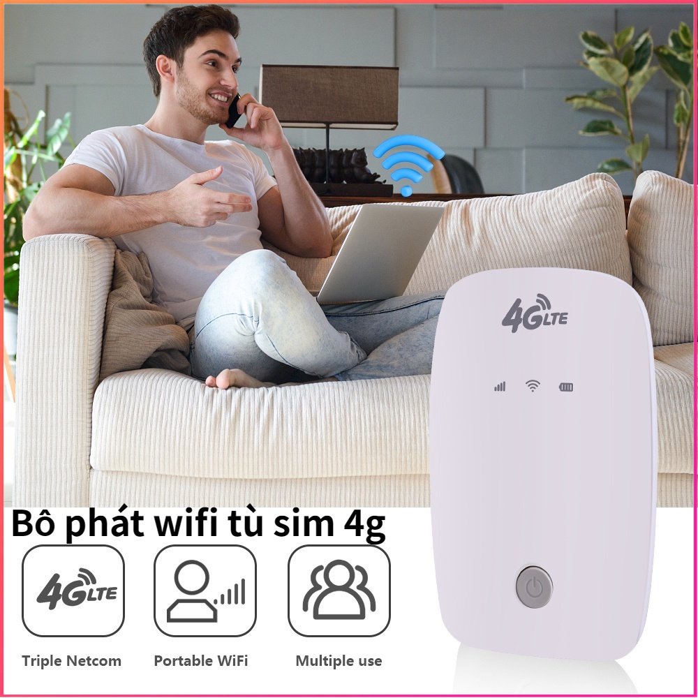 Bô phát wifi 4G Phát Wifi Xuyên Tường Dễ Sử Dụng - Chỉ Cần Gắn Sim , Bật Nguon Là Sử Dụng tốc độ 150Mbps_ pin 2000mah