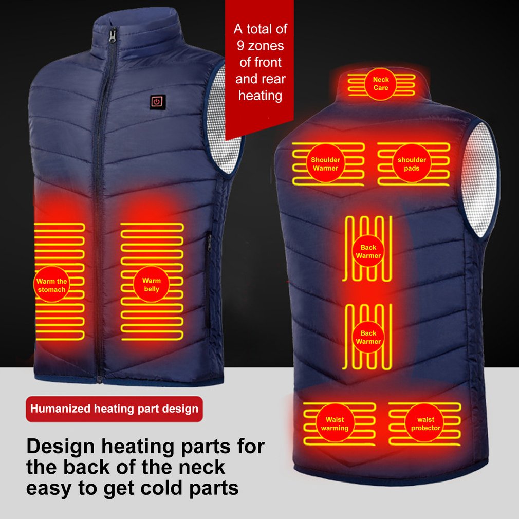 L Intelligent Heating Vest Men'S Winter Electric Clothing Usb Constant Temperature Nine-Zone Jackets [Q/9]