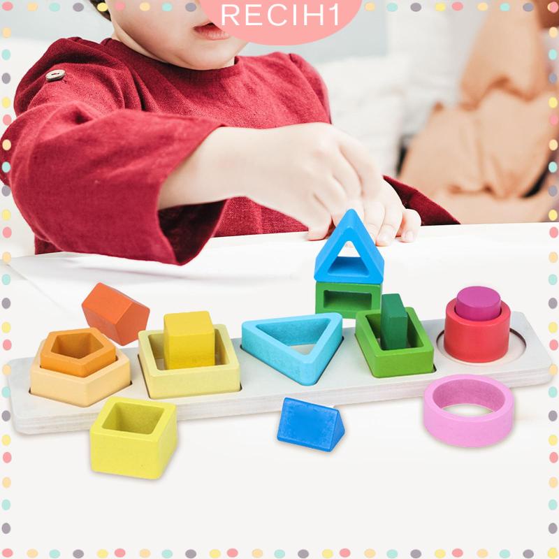 [Recih] Đồ Chơi Khối Xếp Chồng Lên Nhau Nhận Diện Màu Sắc Giáo Dục Sớm Cho Bé