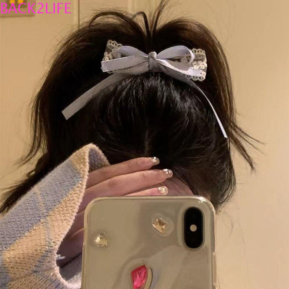 Kẹp Tóc Nơ Ruy Băng Ren Đơn Giản Phong Cách Retro Dành Cho Nữ 2Life