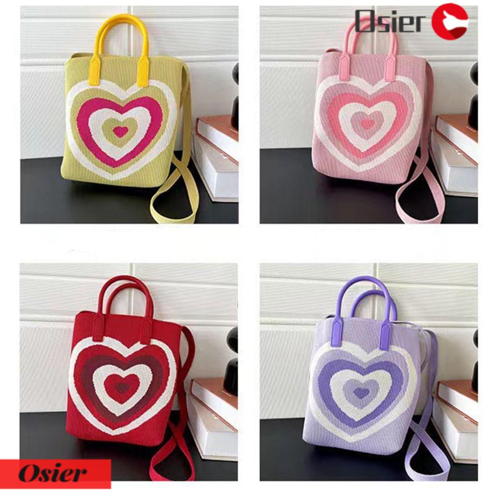 Túi Đeo Chéo Đan Len Họa Tiết Trái Tim Xinh Xắn Thời Trang Cho Nữ 1