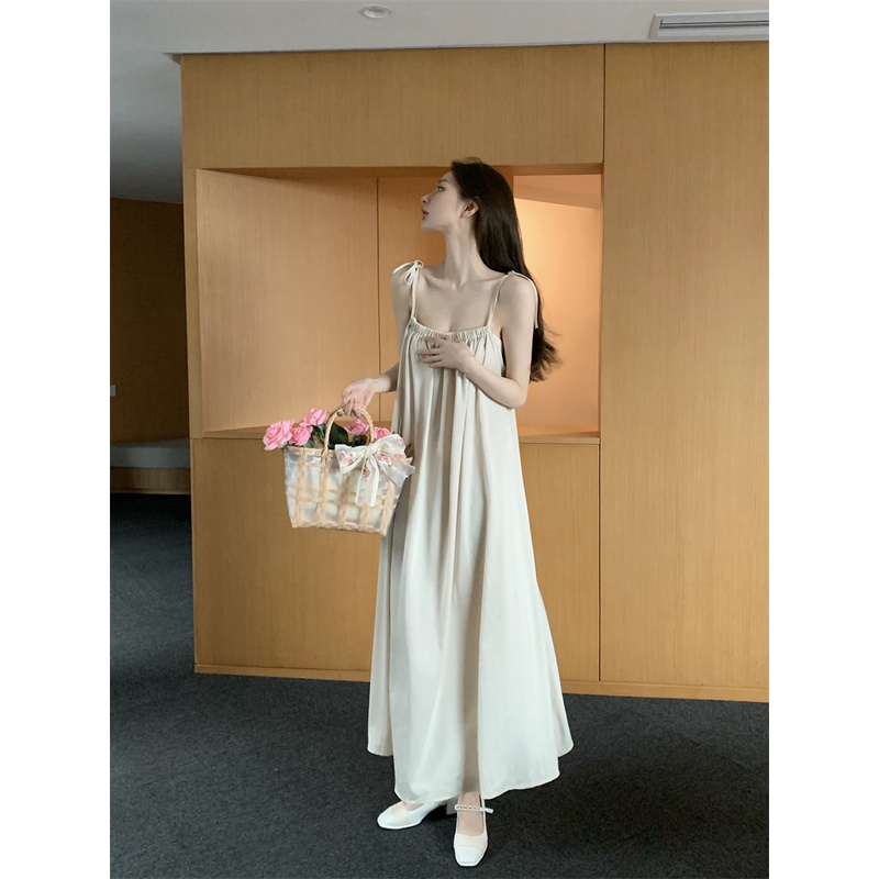 Đầm Hai Dây Cột Dây Trong Suốt Thời Trang Mùa Hè Xinh Xắn Cho Nữ