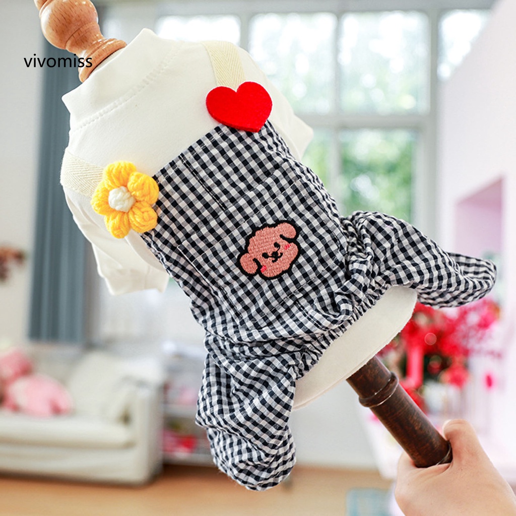 Áo Liền Quần Cổ Tròn Mềm Mại Thoải Mái Họa Tiết Sọc Caro Cho Thú Cưng