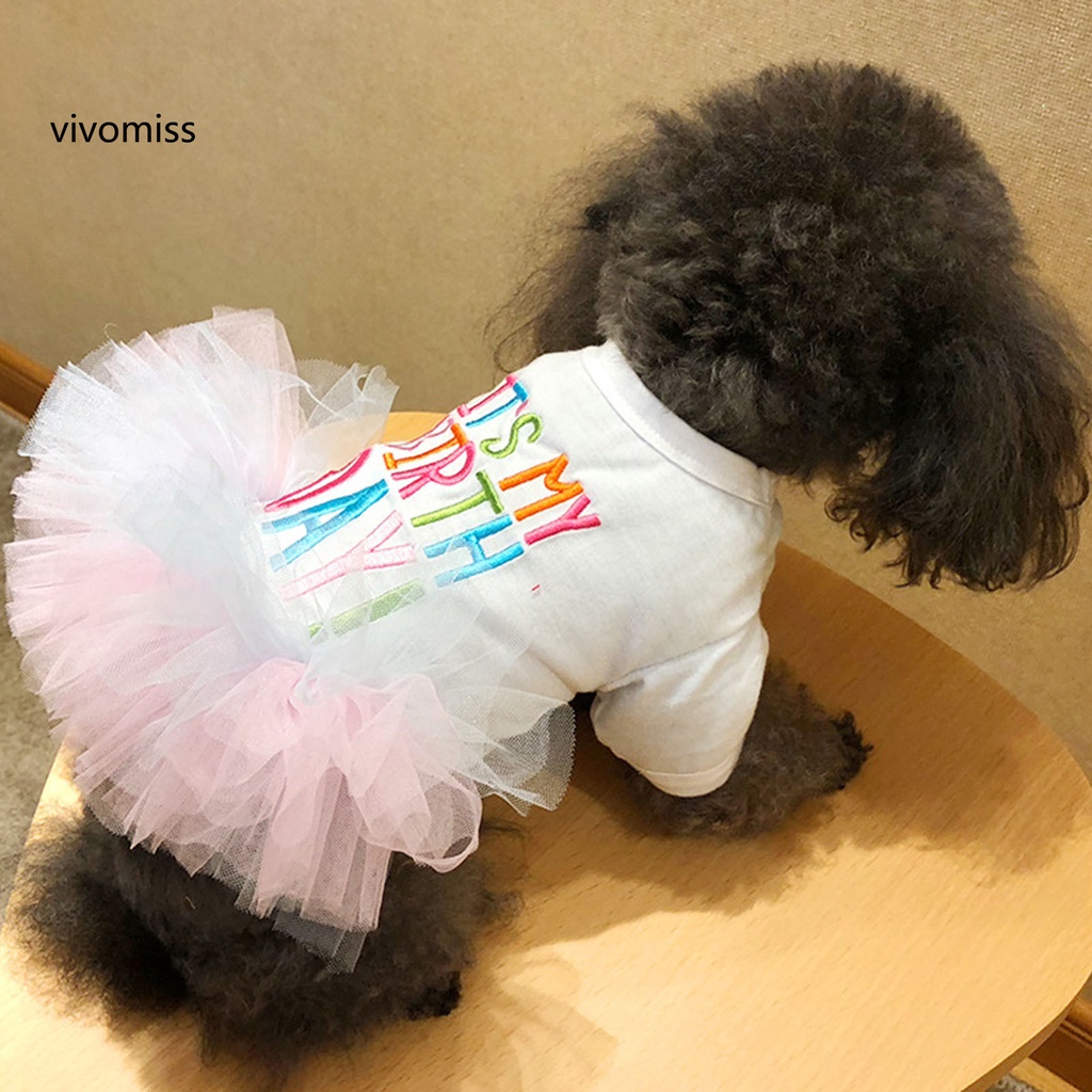 Đầm Công Chúa Bằng Vải Tuyn In Chữ Thoải Mái Đáng Yêu Cho Thú Cưng