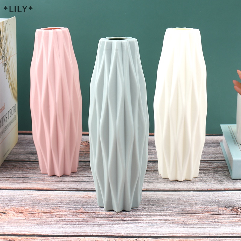 Lily Flower Vase trang trí nhà nhựa bình trắng giả gốm Chậu hoa uuu