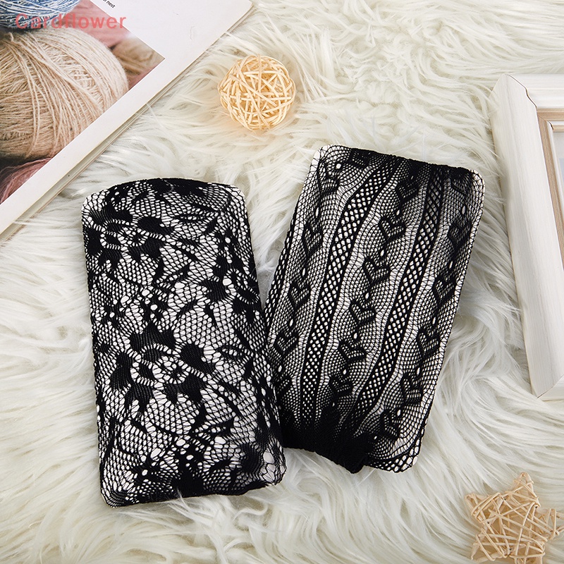 < Cardflower > Vớ Lưới Dài Đến Bắp Chân Thoáng Khí Co Giãn Mềm Mại In Họa Tiết Hoa Hình Thoi Rỗng Thời Trang JK Thoáng Khí