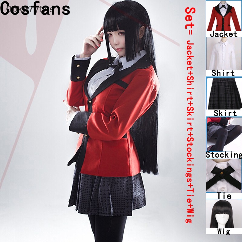OB Anime nhân vật hoạt hình jabami yumeko đen dài thẳng tóc giả Cosplay Tiệc LS