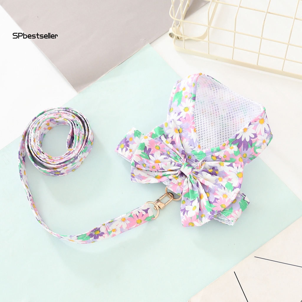 1 Bộ Đai Dắt Thú Cưng Đi Dạo Họa Tiết Hoa Thoáng Khí Chống Thoáng Khí Thời Trang