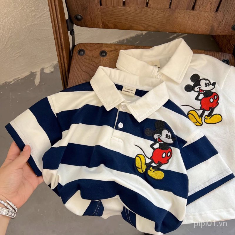 Áo Thun polo 100% Cotton Tay Ngắn Họa Tiết Hoạt Hình Dành Cho Trẻ Em cxb pipi01.vn5.15