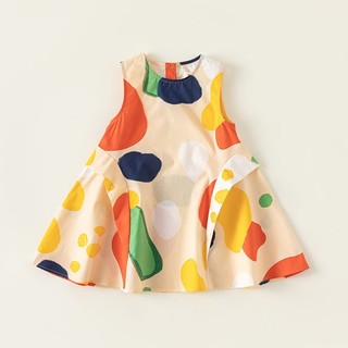 Đầm Sát Nách 100% cotton Họa Tiết Graffiti Thời Trang Mùa Hè Cho Bé Gái