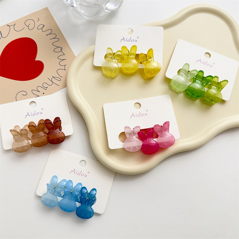Set 3 Kẹp Tóc Trong Suốt Hình Thỏ Dễ Thương Cho Bé Gái