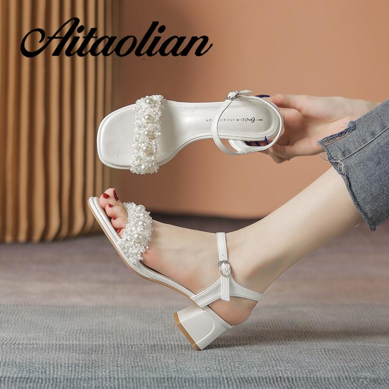 Xăng đan Da Mũi Vuông Đế Dày 5cm Thời Trang Cho Nữ Màu Sắc