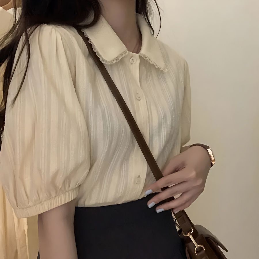 Áo Sơ Mi Tay Phồng 100% Cotton Thời Trang Mùa Hè Cho Nữ