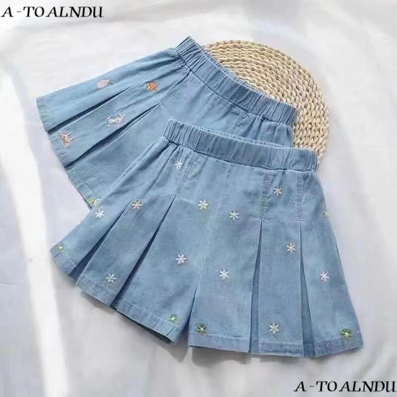 Quần Short Jean Giả Váy Xếp Ly Dễ Phối Đồ Thời Trang Mùa Hè Hàng Mới 2023 Culottes 2023 Dành Cho Bạn Nữ